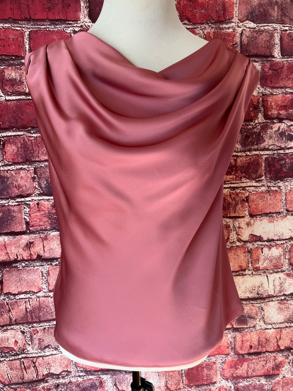 Lauren Ralph Lauren Dusty Rose Cowl Neck Sleeveless Blouse